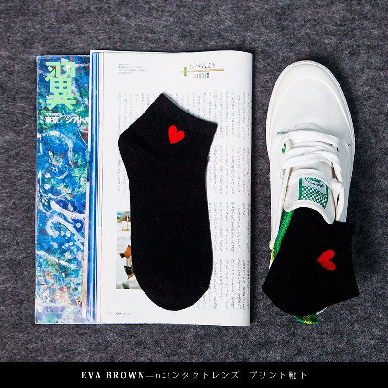 Combo 5 Đôi Tất / Vớ Nam Nữ Cổ Ngắn Hình Tim Hàn Quốc Siêu Xinh Chất Cotton Thấm Hút Chống Hôi Chân _ TSDL32