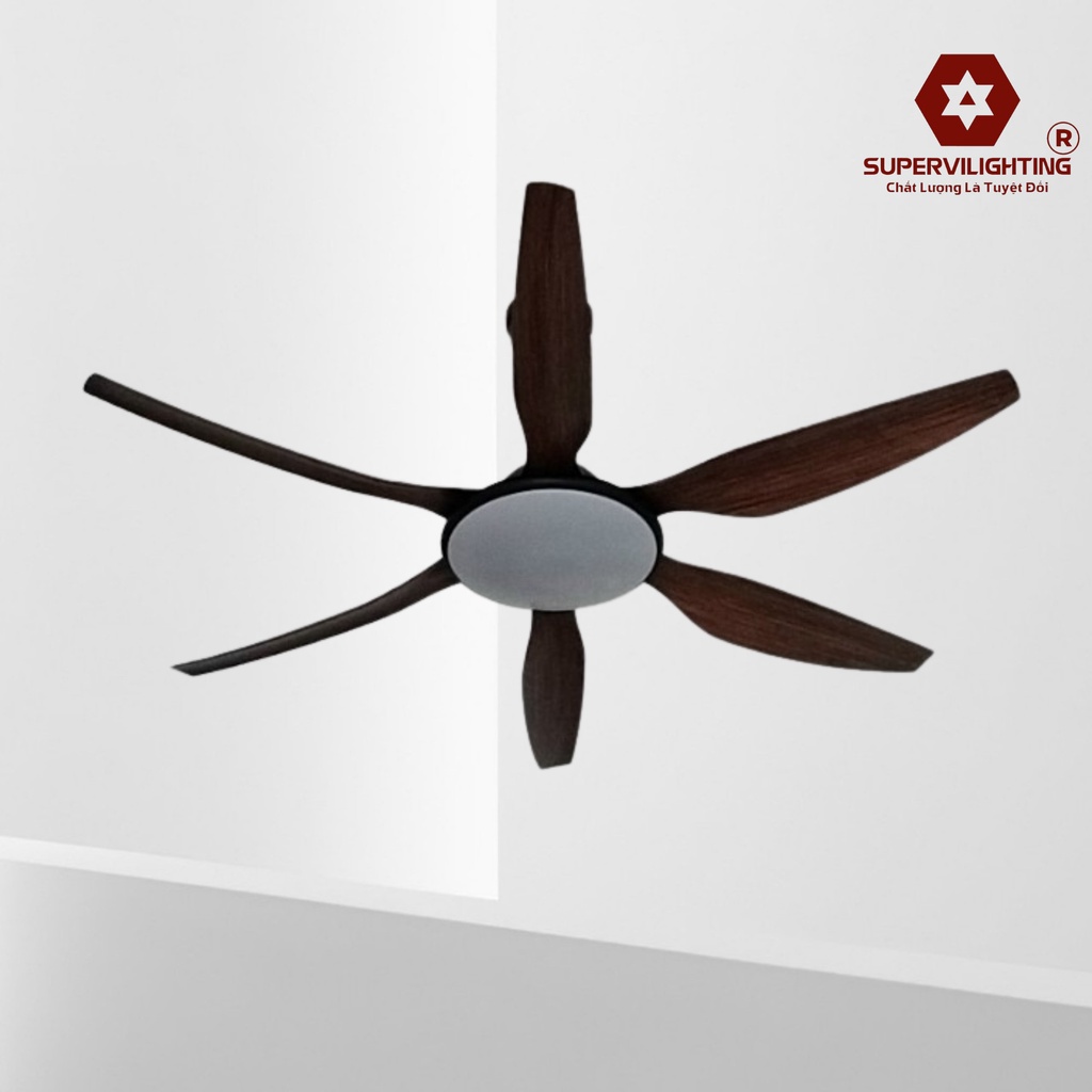 Quạt trần đèn SuperVilighting mã: S118, Động cơ Đồng DC70W Lõi Đồng Sải cánh 1,46m số cánh 06, Bảo hành động cơ 48 tháng