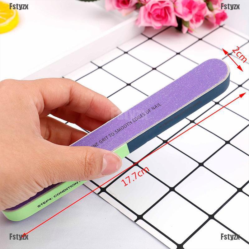 Fstyzx 2Pcs creative printing nail file sanding sand six-sided polishing file nail tool