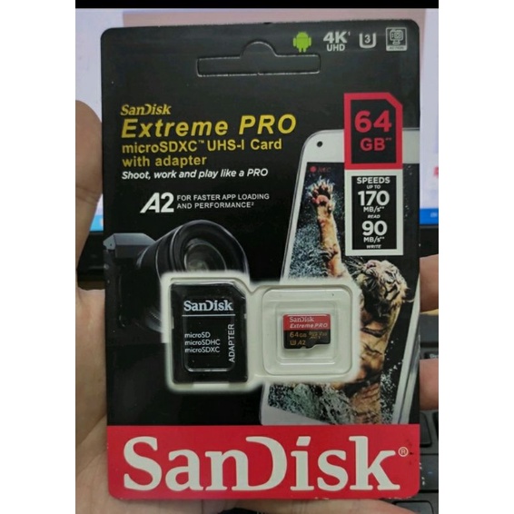 Thẻ nhớ MicroSD Sandisk 32G 64G Extreme Pro tốc độ cao 4K cho camera, flycam