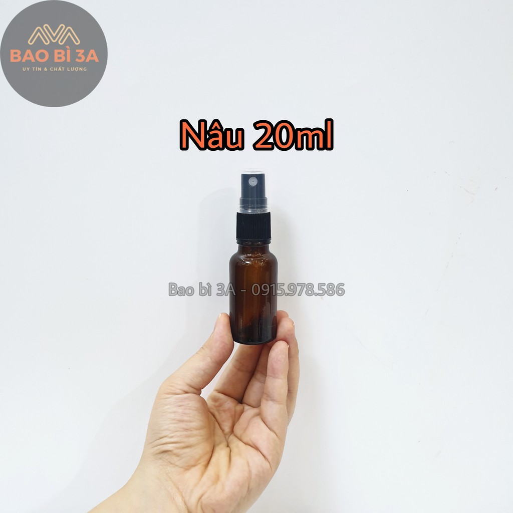 Chai xịt phun sương thủy tinh nâu 20ml