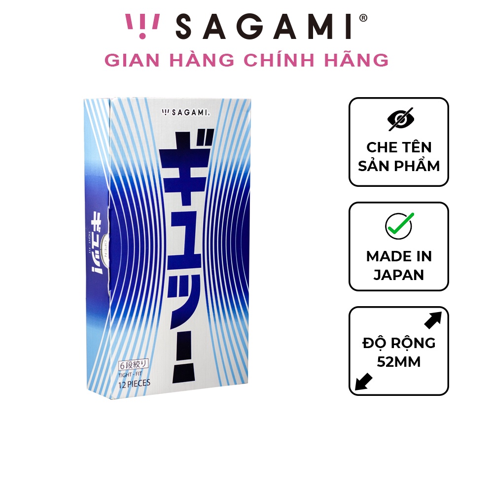 Bao cao su Sagami Tight Fit Thiết kế lượn sóng Hộp 12 chiếc