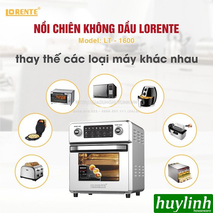 [Mã ELHAMS5 giảm 6% đơn 300K] Nồi chiên không dầu điện tử Lorente LT-1600 - 16 lít