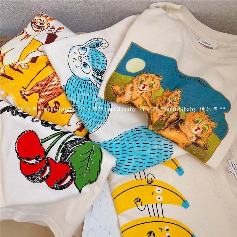 Hàng Mới Về Áo Thun 100% Cotton Tay Ngắn In Họa Tiết Hoạt Hình Và Chữ Thời Trang Xuân Hè Cho Bé Trai Và Gái