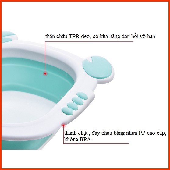 Chậu rửa mặt gấp gọn HANBEI,thau rửa mặt cho bé hình cua chất liệu nhựa PP - ShopBi&amp;MoChi