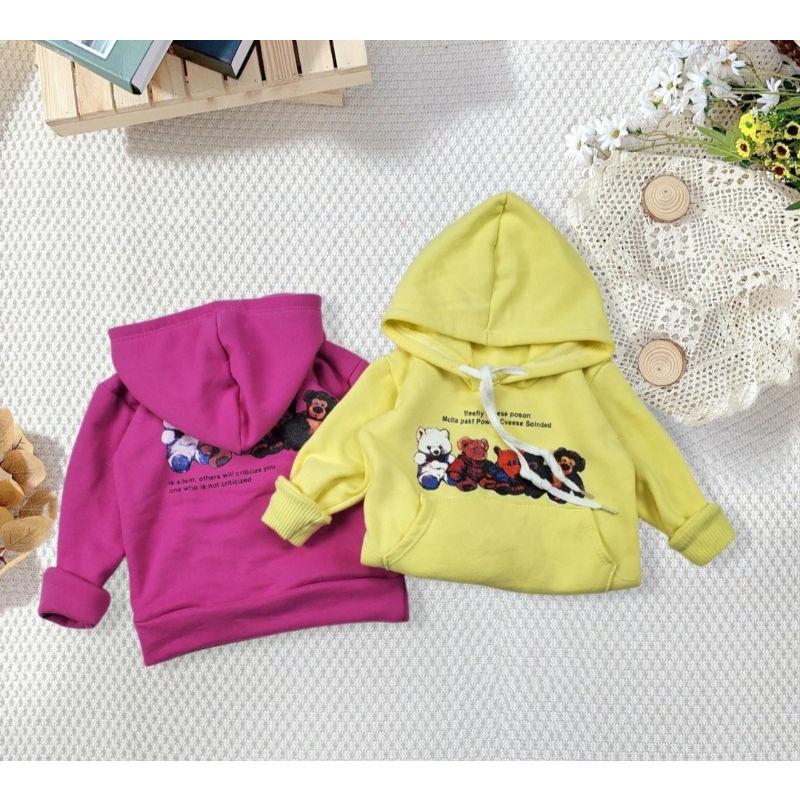 Áo khoác Hoodie cho bé chất nỉ bông xuất dư mềm mịn in gấu