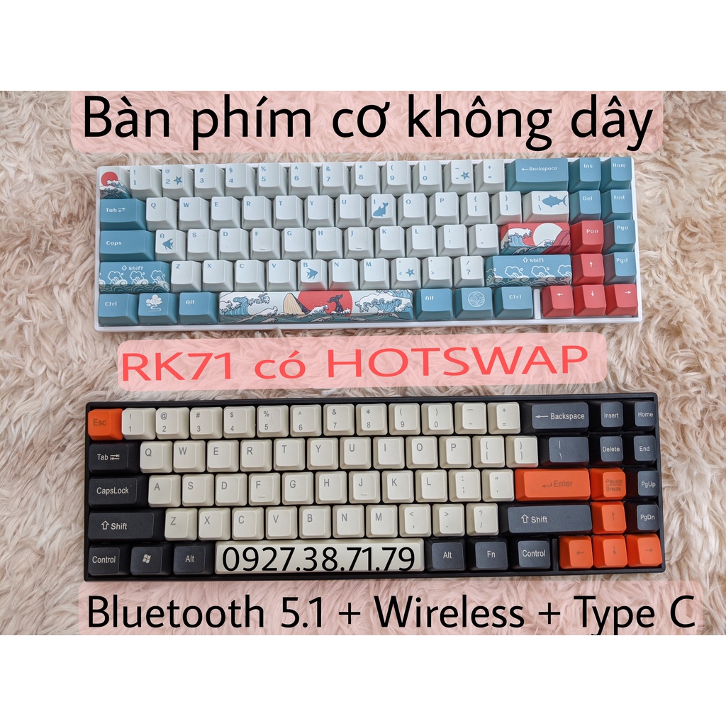 RK71 PRO GAMING - HOTSWAP - Bàn phím cơ Led RGB Bản Version 4.0 - Wireless 2.4Ghz - Bluetooth 5.1 - Cáp Type C - HOTSWAP