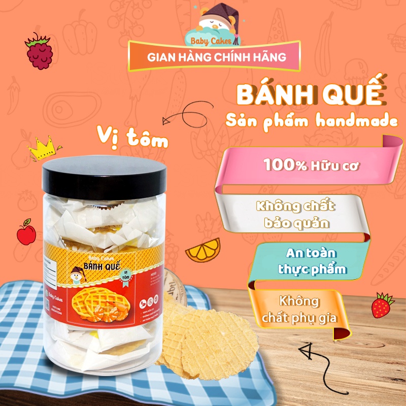 Bánh Ăn Dặm Cho Bé, Bánh Quế Vị Tôm, Vị Rau Củ Handmade Baby Cakes Chính Hãng