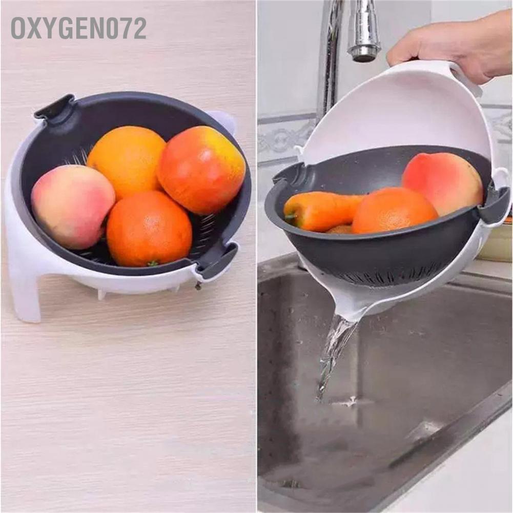 Oxygen072 Multifunction Rotate Food Vegetable Cutter Chopper with Drain Basket Large Capacity Portable Kitchen Utensil