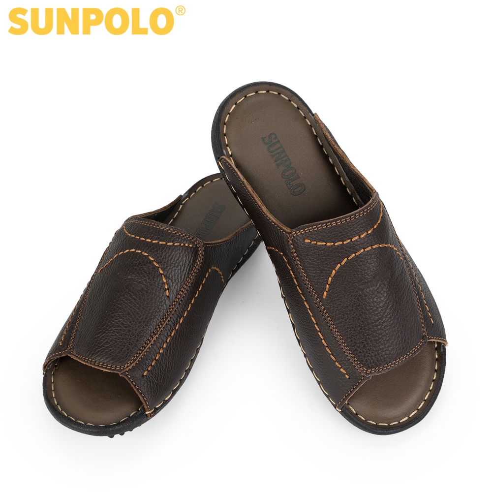 Dép quai ngang nam da bò SUNPOLO DQN35
