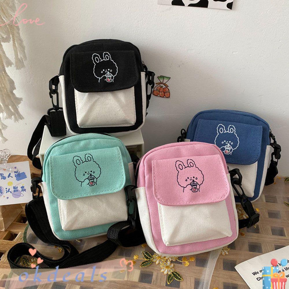 Túi Xách Đeo Vai Vải Canvas In Hoạt Hình Dễ Thương
