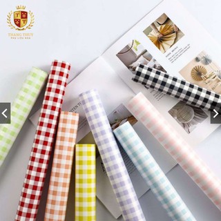 Giấy Gói Hoa Bóng Mờ Hai Mặt Kẻ Caro