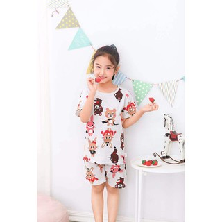 Bộ cotton xuất hàn bé gái- Lê hồng
