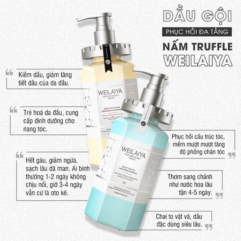 DẦU GỘI PHỤC HỒI ĐA TẦNG NẤM TRUFFLE WEILAIYA - 1 LẦN GỘI BẰNG 1 LẦN HẤP TÓC