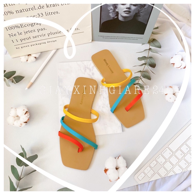 Dép kẹp nữ hot dây da mềm đế mặt tẩy