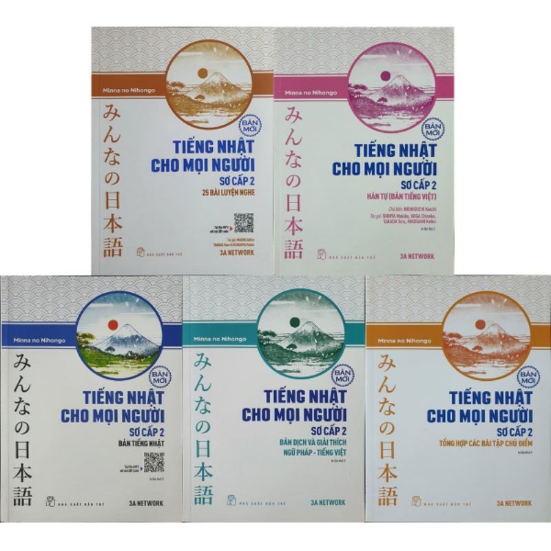 Sách Combo 5 Cuốn Minna No Nihongo Sơ Cấp 2 Trình Độ N4 Phiên Bản Mới