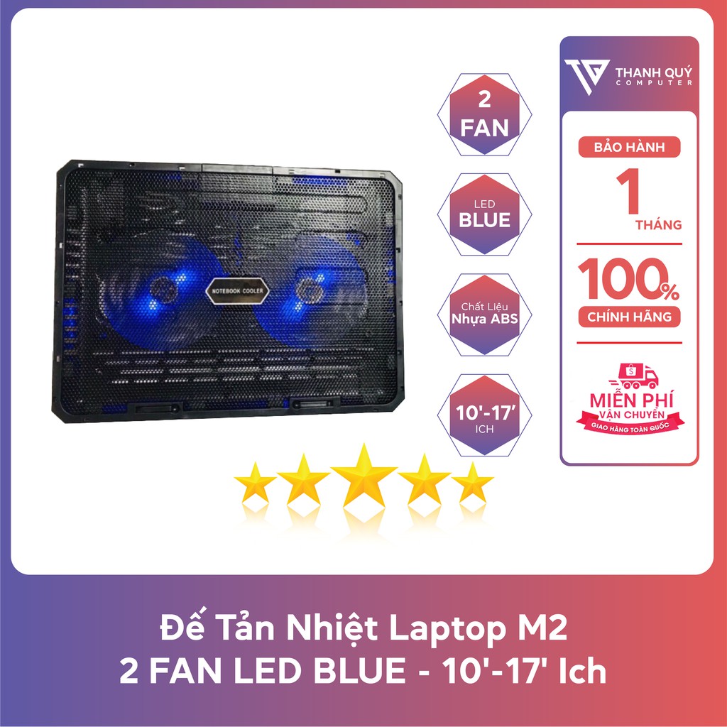 Đế Tản Nhiệt Laptop M2 2FAN LED BLUE