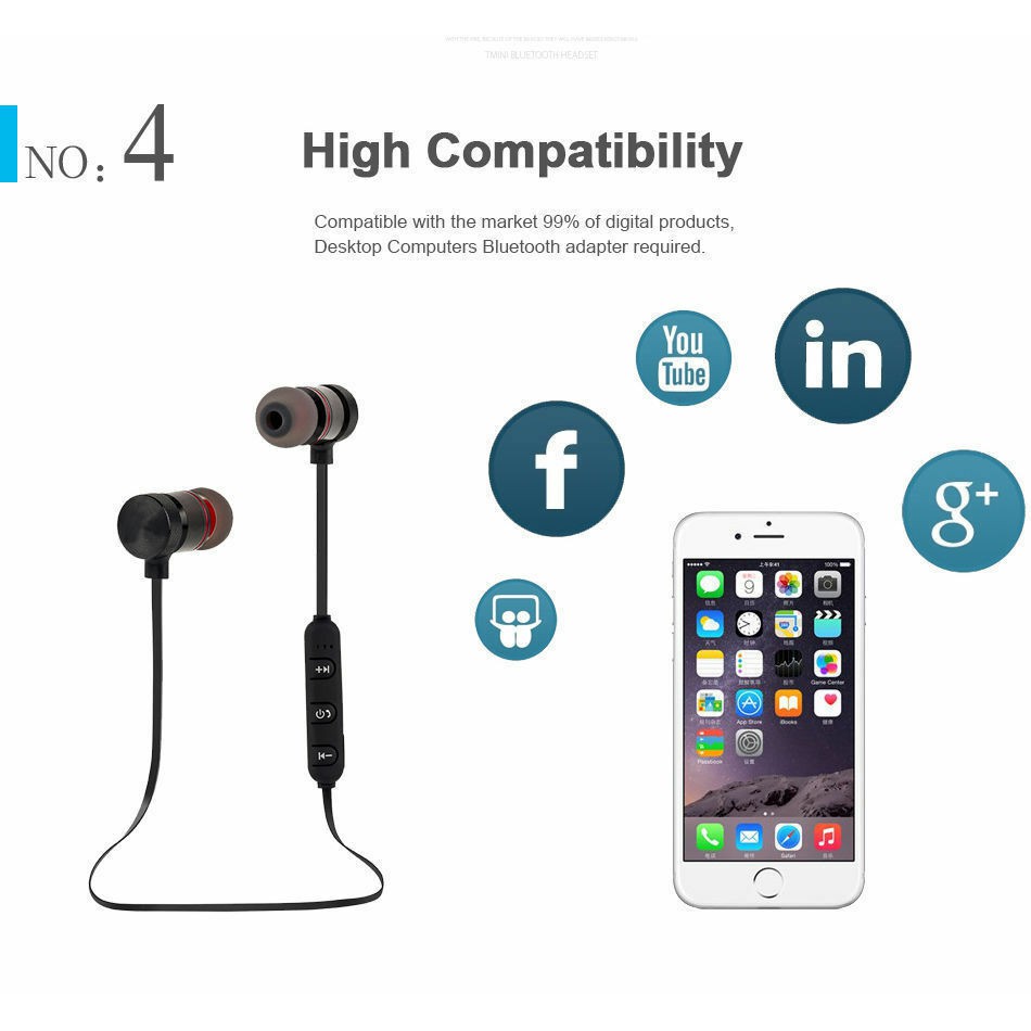 Tai nghe thể thao bluetooth có nam châm tích hợp mic
