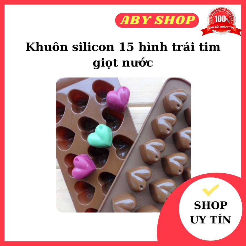 Khuôn silicon 15 hình trái tim giọt nước ⚡ LOẠI TỐT ⚡ khuôn silicon tạo hình đẹp, sắc nét chống dính dễ làm sạch