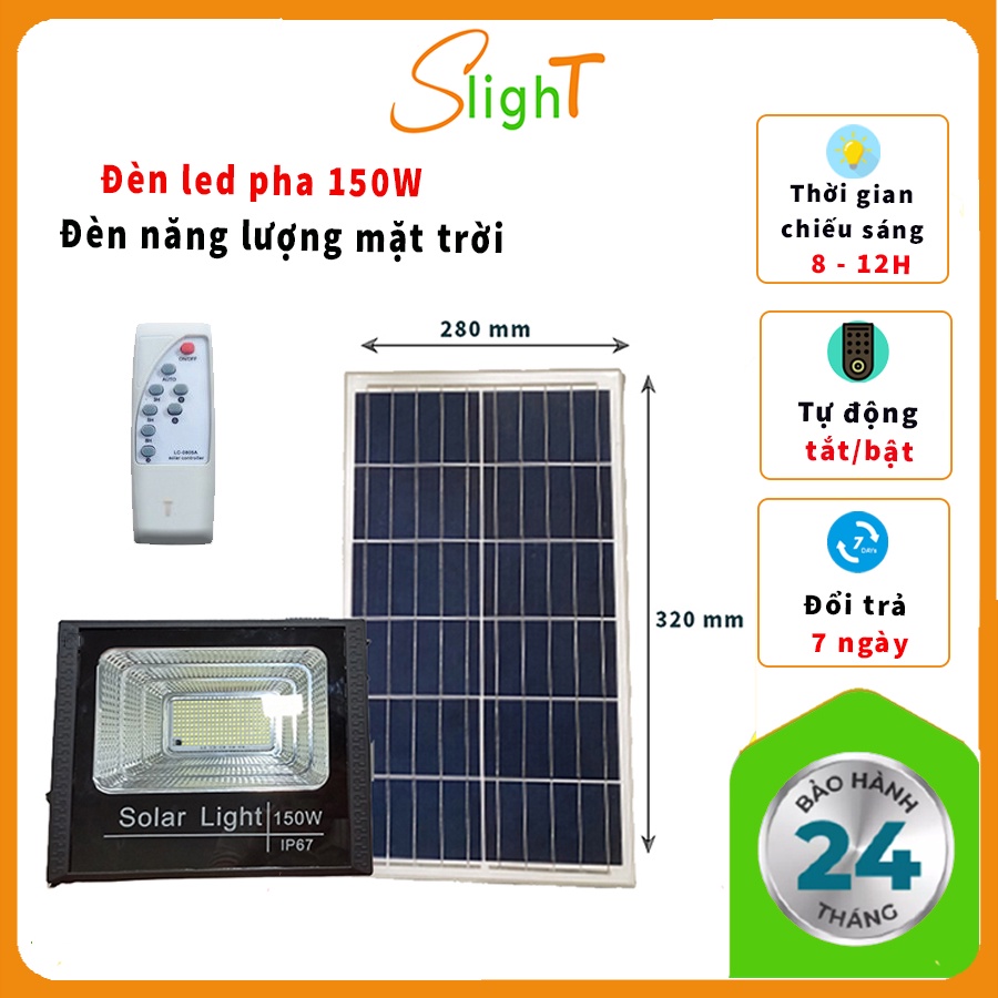 Đèn pha led năng lượng mặt trời 150w,cảm biến ánh sáng tự tắt khi trời sáng, tự bật khi trời tối
