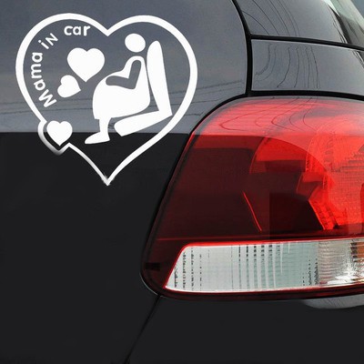 Tem dán, Sticker xe hình MaMa in Car an toàn cho phụ nữ mang thai