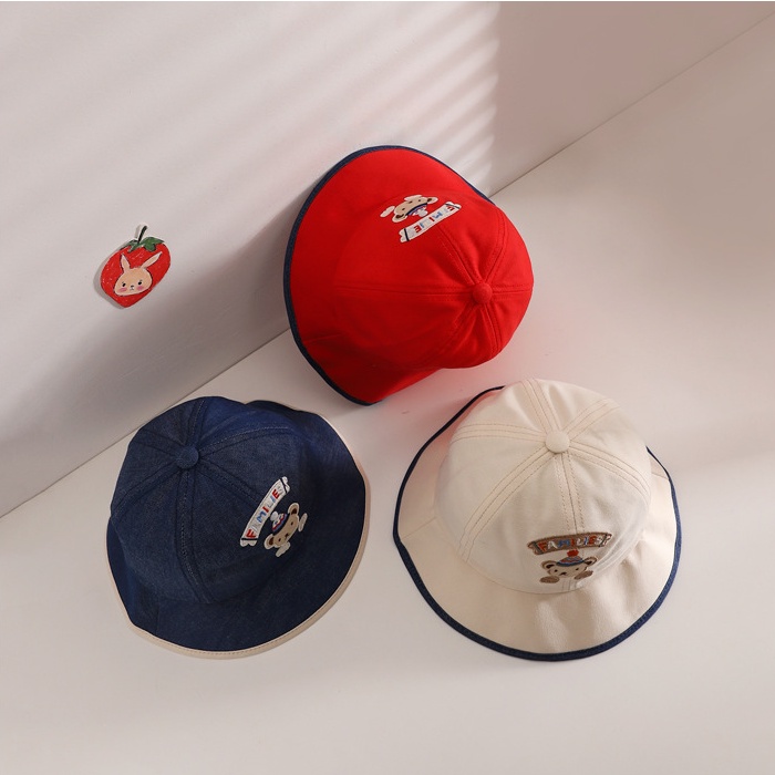 Nón Tai Bèo Che Nắng Thêu Họa Tiết Gấu Hoạt Hình Dễ Thương Thời Trang Cho Bé