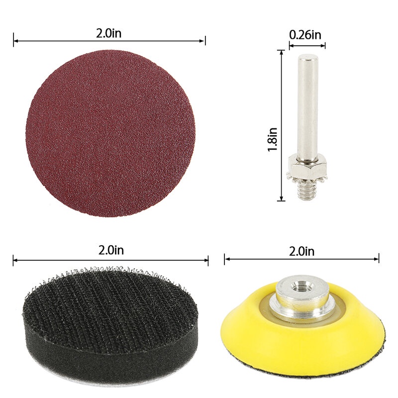 Bộ 60 tờ giấy nhám đĩa siêu mịn 2 inch Và Tấm Đánh Bóng Mài Mòn 2 Inch + Dụng Cụ Xoay Thân 1/8