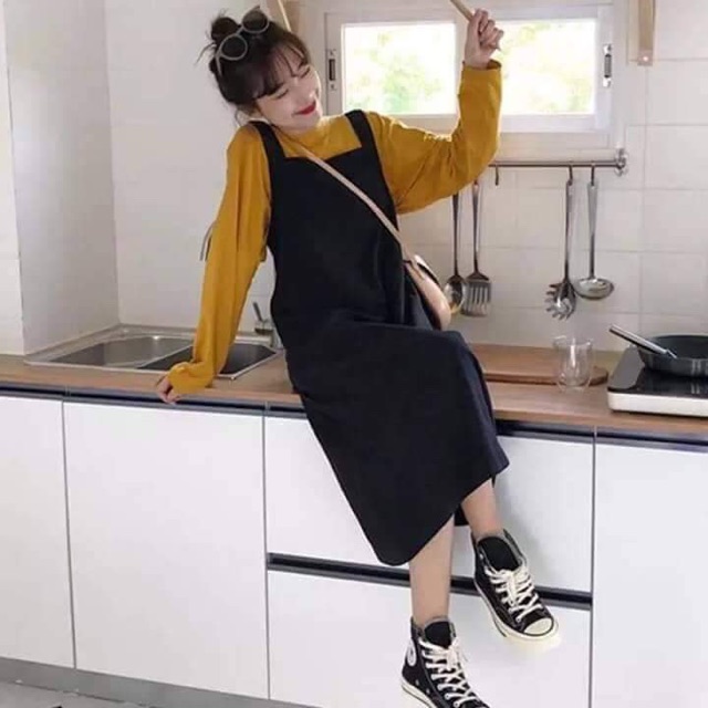 Sét yếm váy áo vàng dài tay ulzzang hot teen HARI1221