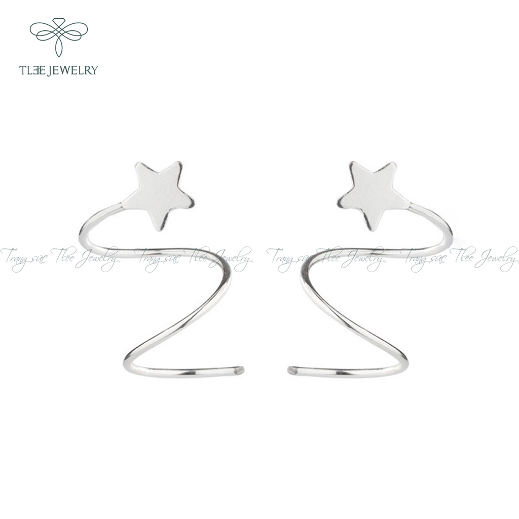 Khuyên tai bạc nữ TLEE xoắn sao cá tính basic NCJ B0190