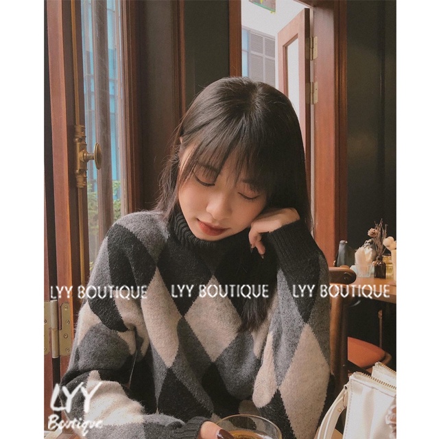 Áo len cổ lọ họa tiết quả trám HOT HIT dáng dài 3 màu chất len dầy siêu ấm hàng Quảng Châu LYY BOUTIQUE | BigBuy360 - bigbuy360.vn