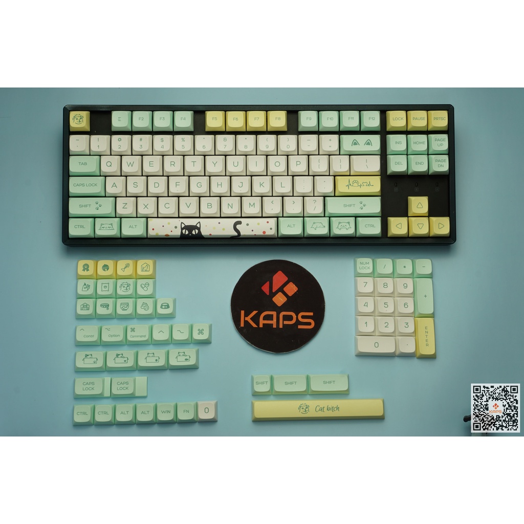 Keycap mèo dễ thương Cat lover PBT profile XDA in dyesub 131 nút cho bàn phím cơ layout 108/104/98/87/84/75/68/64/61