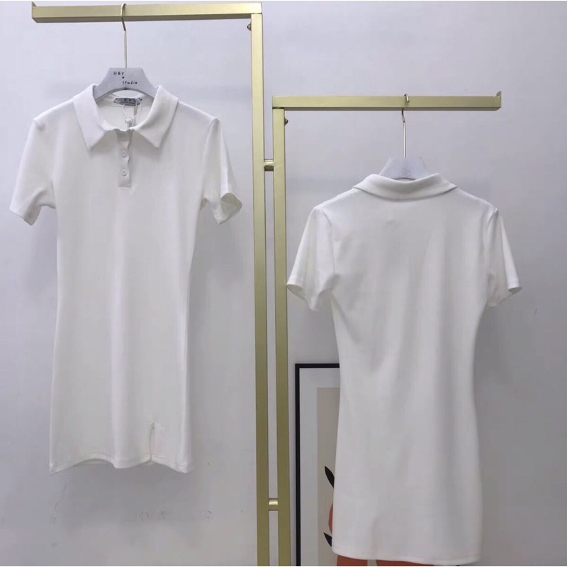 Đầm body cổ sơ mi thun đep , đầm sơ mi nữ