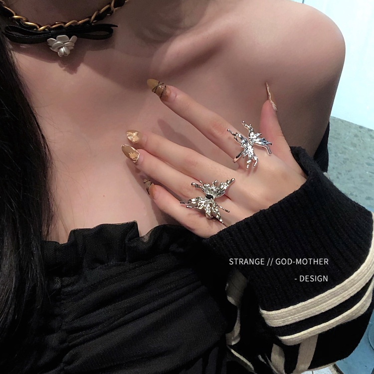 Nhẫn Hình Bướm Dạng Lỏng Có Thể Điều Chỉnh Phong Cách Lolita