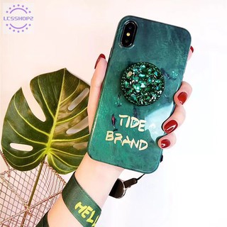Ốp điện thoại silicon đính đá kèm dây đeo cho IPhone X/8/7/6/6S/Plus