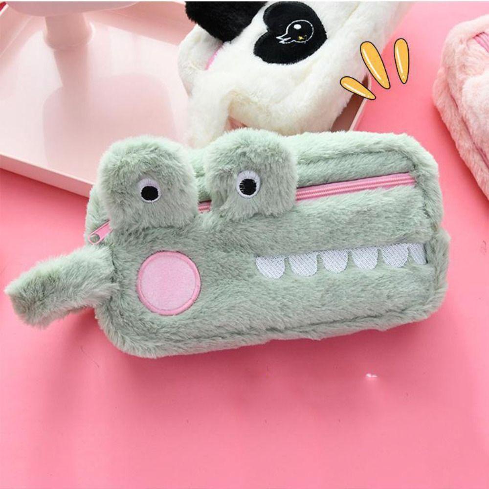 Túi Đựng Bút Trong Suốt Hình Gấu Trúc / Vịt / Gấu Trúc Nhồi Bông Cỡ Lớn Có Khóa Kéo Tiện Dụng