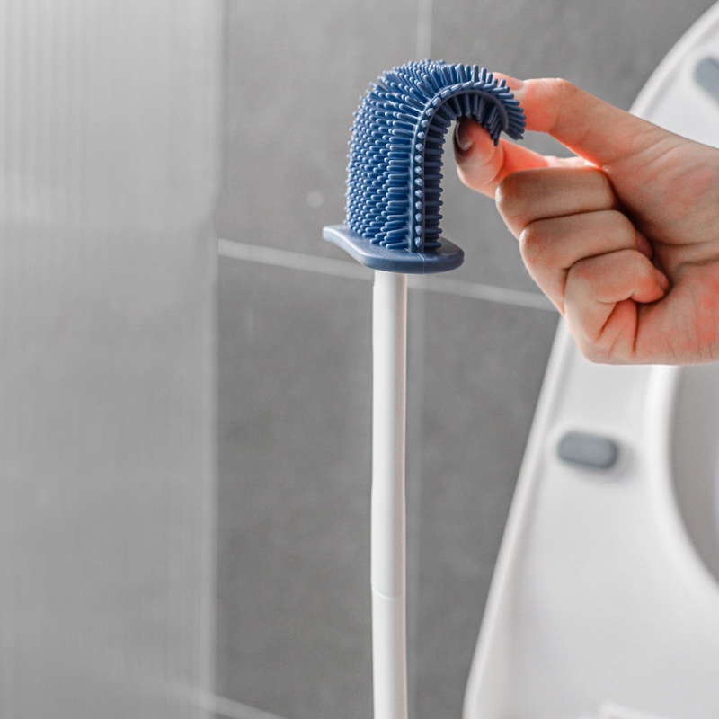 Bàn Chải Vệ Sinh Toilet Cỡ Lớn + Bàn Chải Nhỏ Cán Dài Không Cần Khoan Bằng Silicone Bàn Chải Vệ Sinh Toilet Cán Dài Bộ C