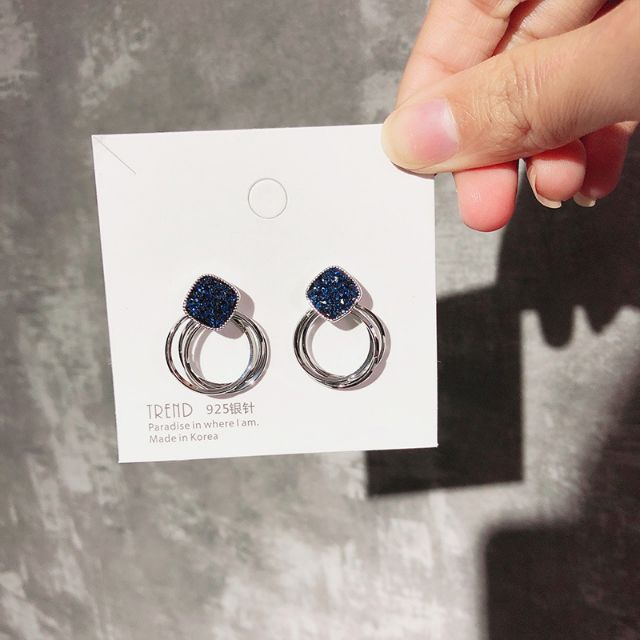 Hoa tai pha lê xanh ngọt ngào bạc 925