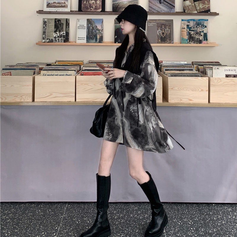 COZOK Áo Sơ Mi Tay Dài Phong Cách Vintage Thời Trang Cho Nữ