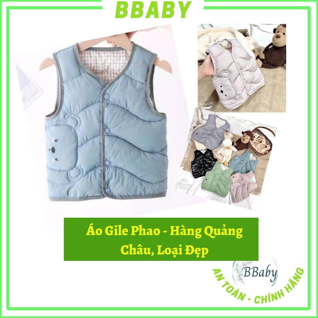 Áo Phao Gile Cho Bé Họa Tiết Gấu - Hàng Quảng Châu Loại Đẹp - BBaBy