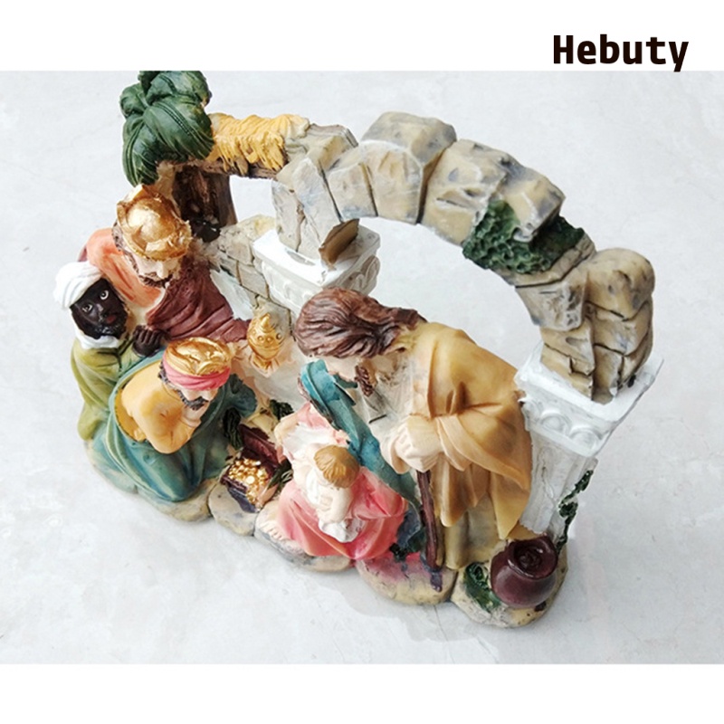 [Home & Living]Nativity Scene Resin Statue Holy Family Christ Decor Celebrations Ornament