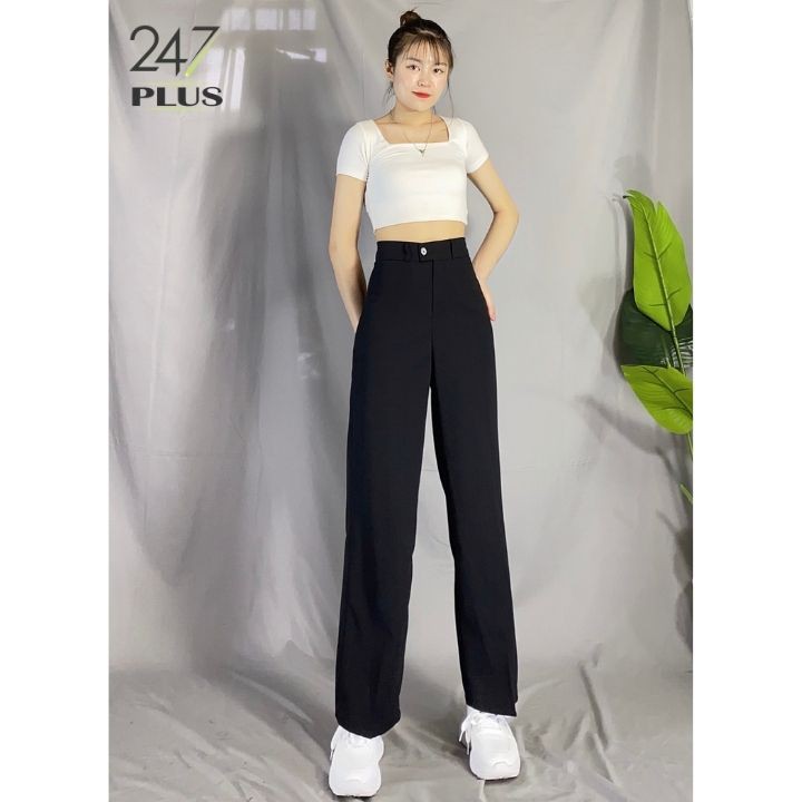 Quần ống rộng lưng cao kiểu Hàn Quốc | BigBuy360 - bigbuy360.vn