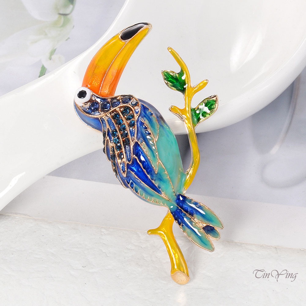 GETNOIVAS Ghim Cài Áo Hình Chim Vẹt Bằng Hợp Kim Đính Đá 5.40 * 2.70 * 1.00