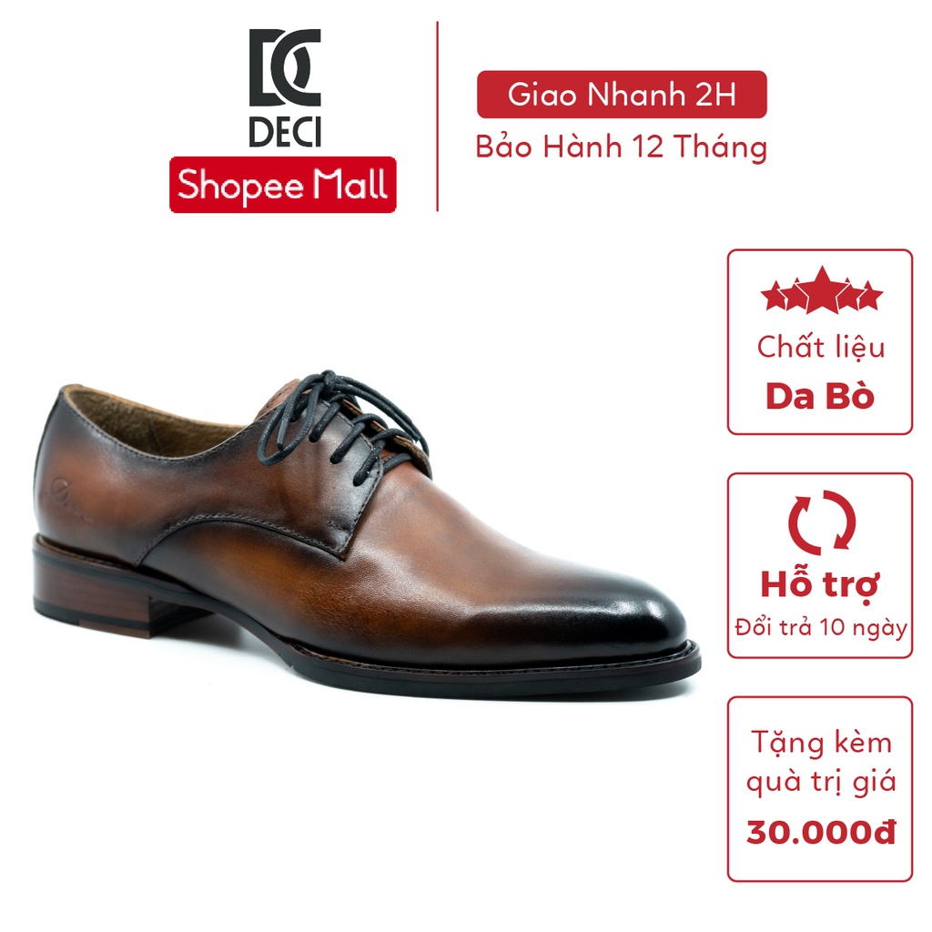 Giày tây công sở DECI dòng Derby màu nâu đen OXFORD AH03