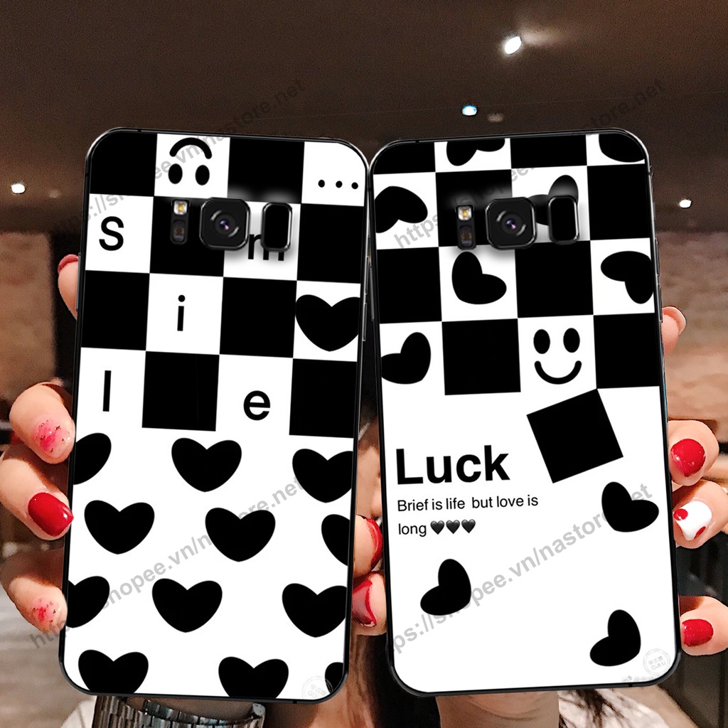 Ốp lưng Samsung S8 / S8 Plus / S8+ trái tim họa tiết caro, mikey họa tiết beabrick kaws cute
