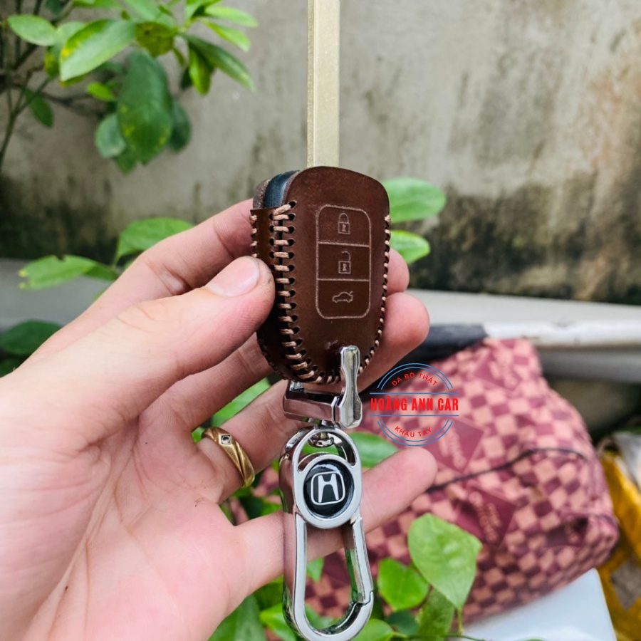 Bao da chìa khoá Honda Brio, City 2013-2015 chìa khoá cơ da thật khâu tay