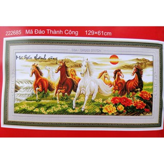 Tranh thêu chữ thập Mã đáo thành công (chưa thêu) 222685
