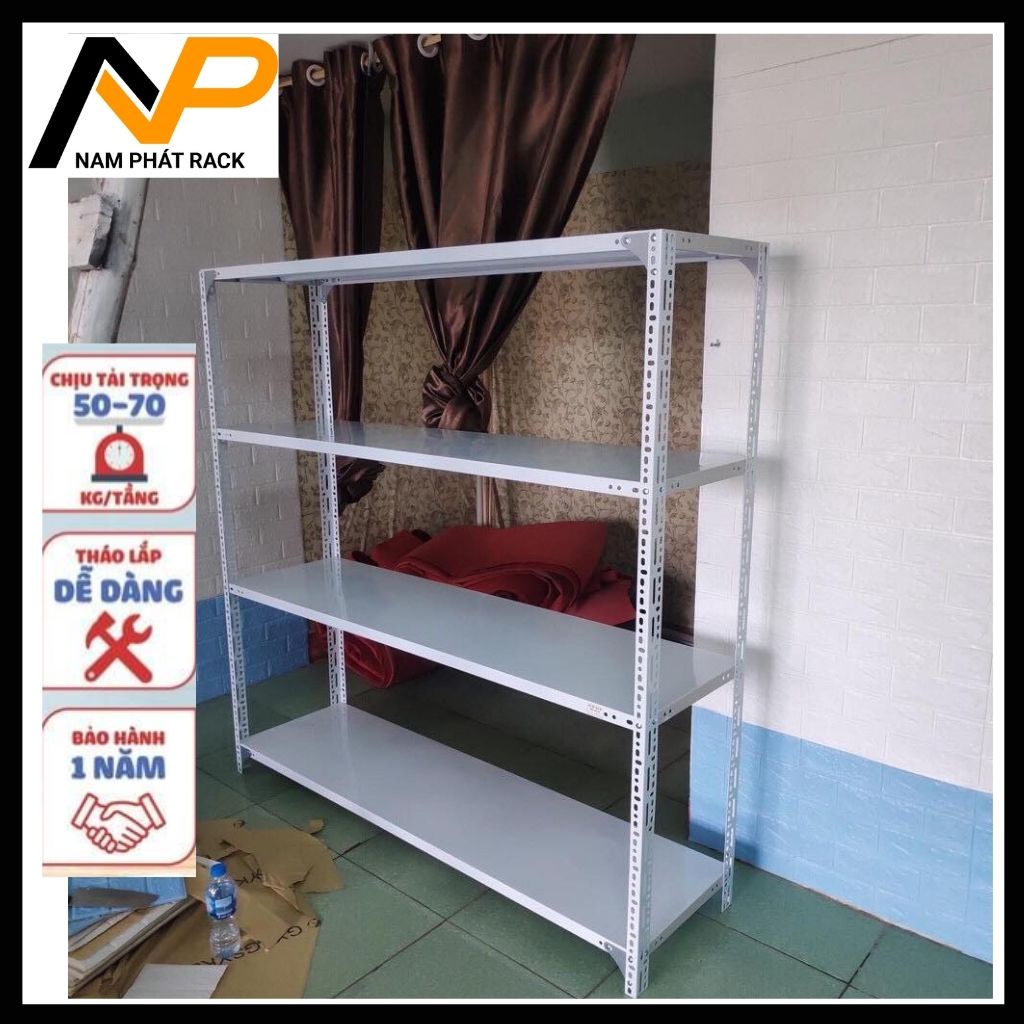 Kệ Sắt V Lỗ Để Hàng Đa Năng Lắp Ghép Cao 1500 x Dài 1500 x Rộng 400 x 4 Tầng Phủ Sơn Tĩnh Điện