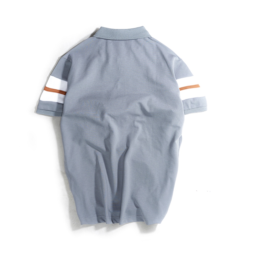 Áo thun polo nam xám có cổ đẹp MATANO - Áo phông polo nam cổ trụ bẻ, vải cá sấu cotton cao cấp, phối màu kẻ ngang 024 | BigBuy360 - bigbuy360.vn