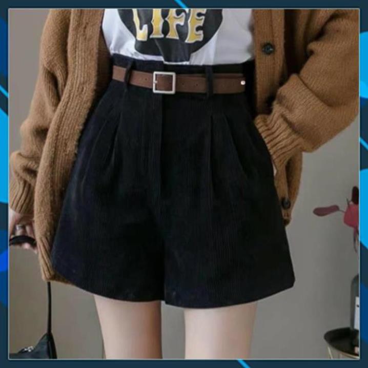 Quần short nữ nhung tăm quần sooc nữ cạp khóa siêu hot (không kèm belt,) thời trang Banamo Fashion, short nhung tăm 651
