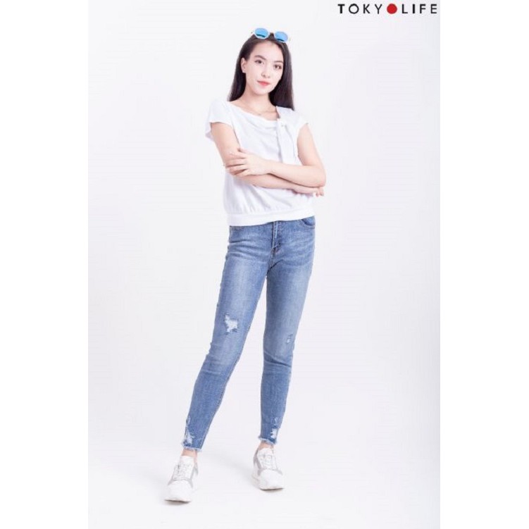 [Mã WABRSWK giảm 10% đơn 250K] Áo thun Nữ TOKYOLIFE cổ thắt nơ tay chờm dáng suông I9TSH022G